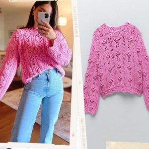 ZARA Women Cortchet Sweater 5802/025, Pink, Size S